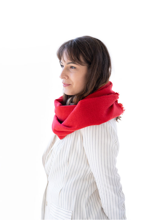 Cashmere Handmade Scarf - Red